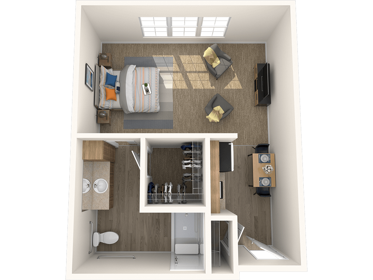 The Gilbert, a 462 square foot apartment.